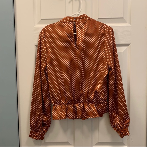 QUIZ Rusty Orange Polka Dot Blouse - US 4 - Picture 3 of 5